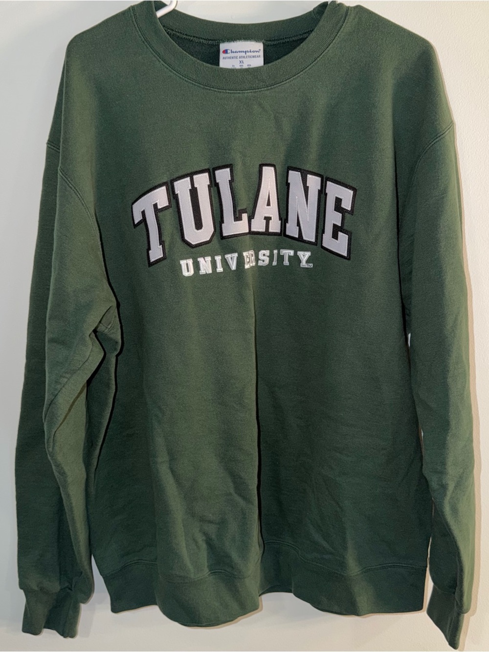 Champion Tulane University Forest Green Crewneck Sweatshirt with Script Logo XL